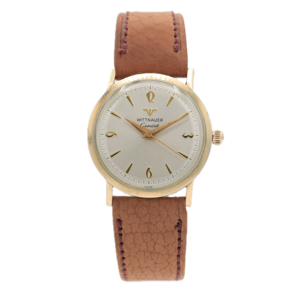 Vintage 30mm Wittnauer Geneve Cream Dial Men's Mechanical Wristwatch 10k RGP