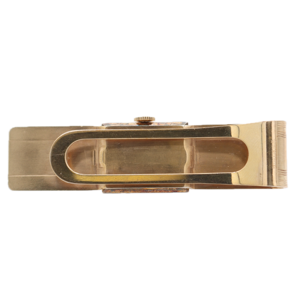 Vintage 1951 Elgin 6312 Black Dial 17J Mechanical Money Clip Watch 662 10k GF