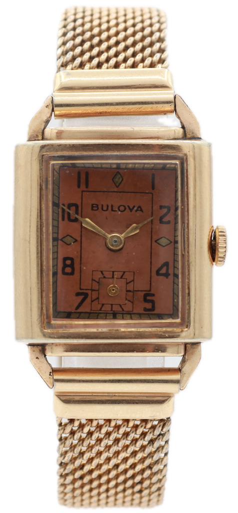 Vintage Bulova Copper Dial Men's Mechanical Wristwatch 10 AN Steel & 10k RGP