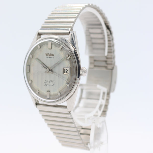 Vintage 34mm Wyler Star Fire Tapestry Men's Automatic Wristwatch Swiss Steel