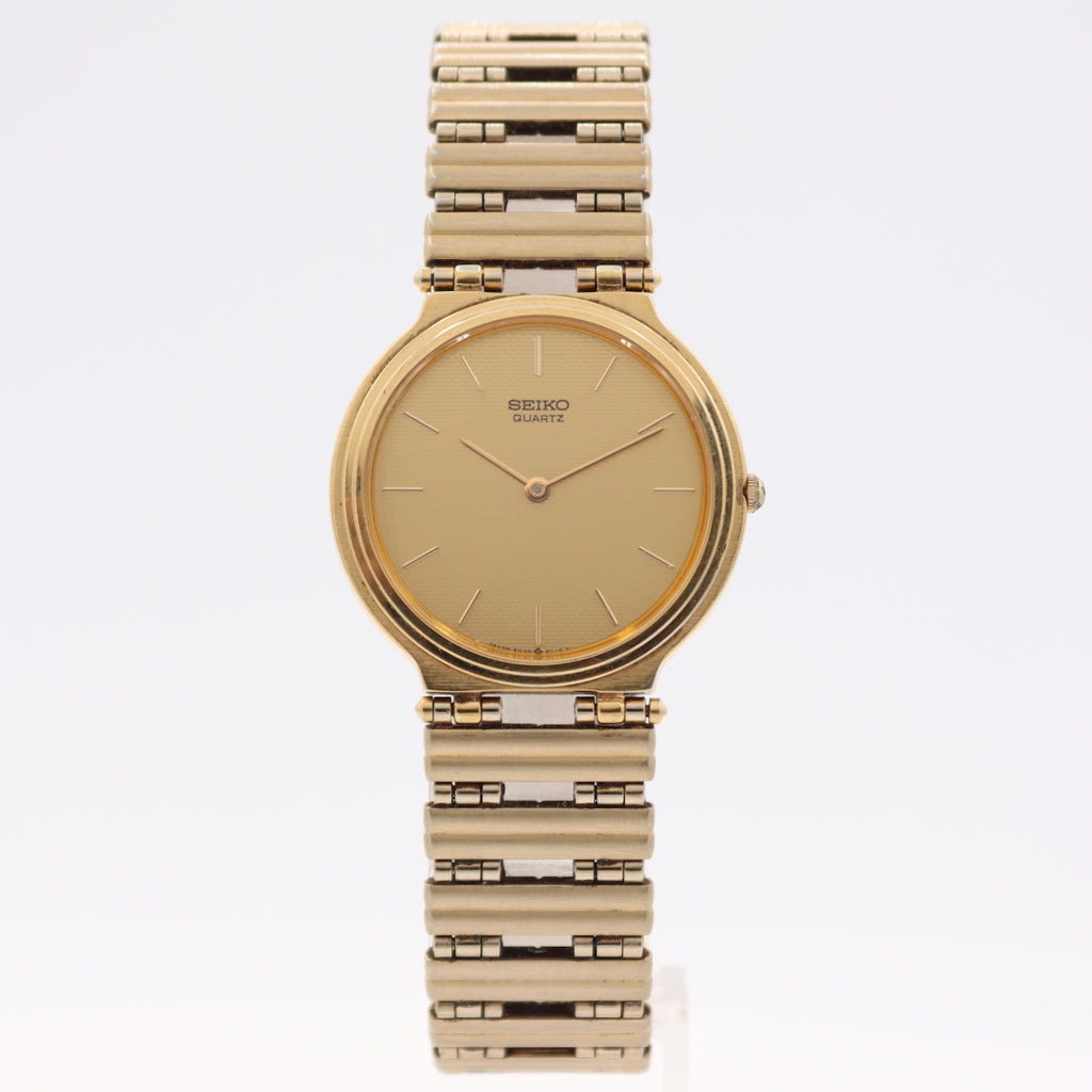 31mm Seiko 5P30-6B89 Honeycomb Dial Men's Quartz Wristwatch Japan Gold Tone