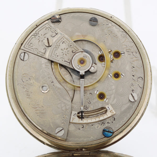 Antique 1897 Elgin Multicolor Dial Mechanical Hunter Pocket Watch Nickel USA