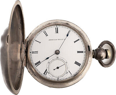Antique 18 Size Waltham P.S. Bartlett Key Wind Hunter Pocket Watch Coin Silver