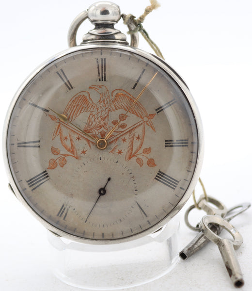Antique M.J. Tobias Federalist Shield Key Wind Pocket Watch