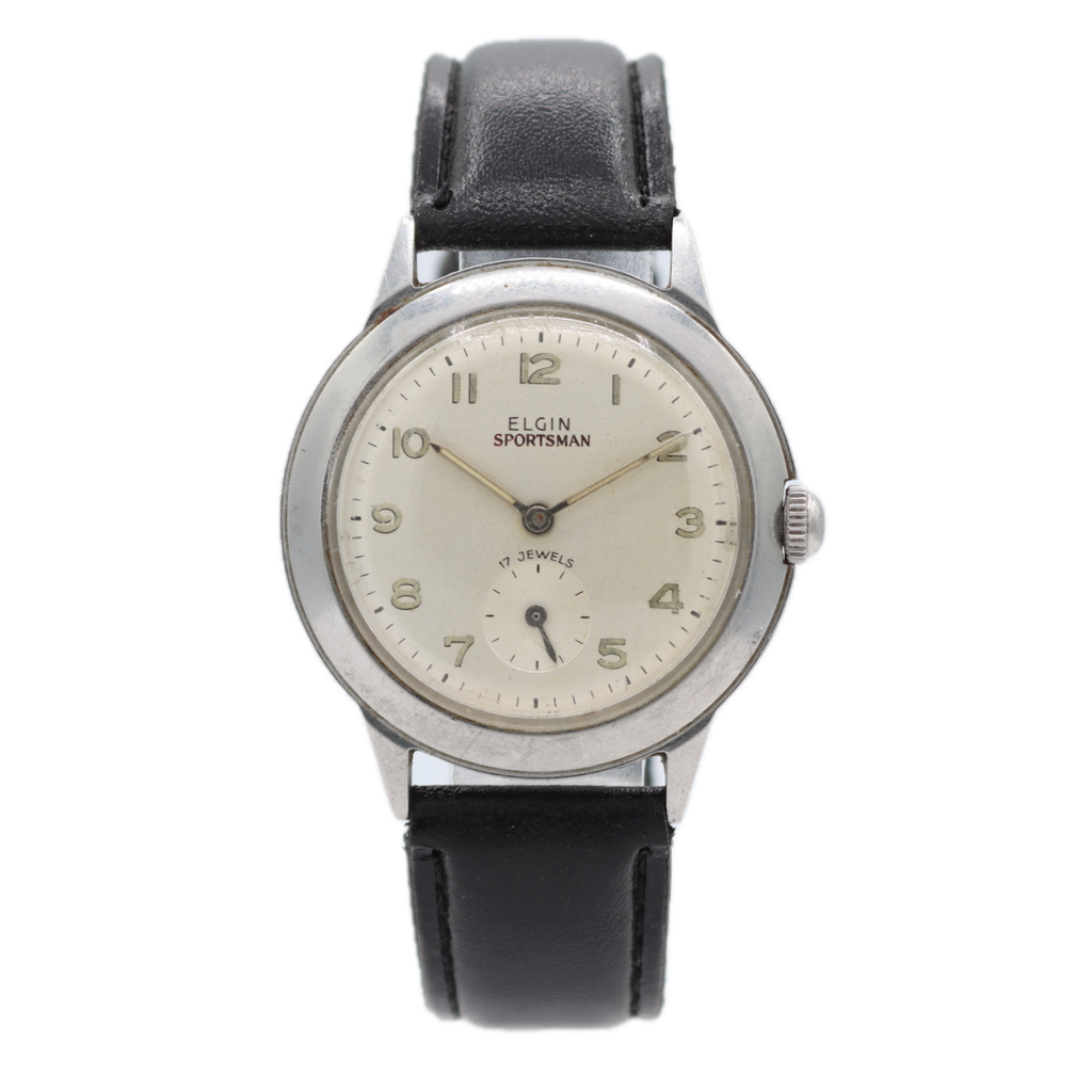 Vintage Elgin 6821 Sportsman Men's Mechanical Wristwatch Jeambrun P332 Steel