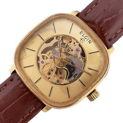 Vintage Elgin Skeleton 17 Jewel Men's Mechanical Wristwatch T44