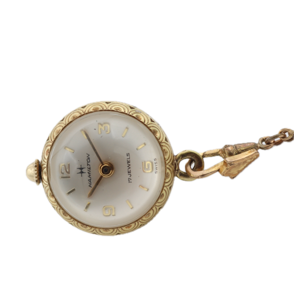 Hamilton Ball 17 Jewel Mechanical Pendant Watch 48 Gold Plated Swiss Running
