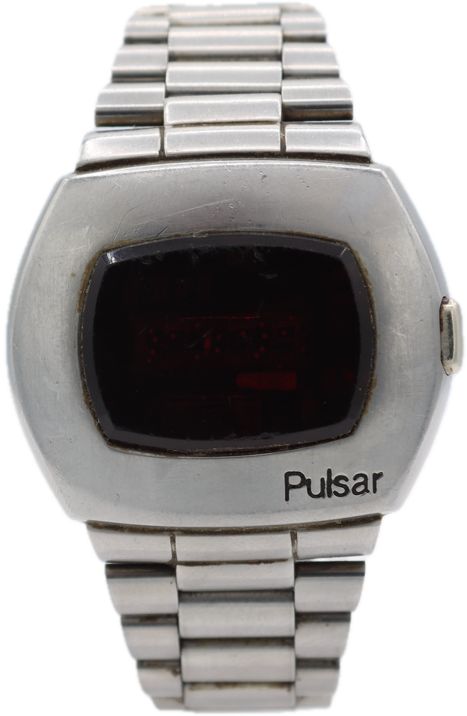 Vintage Pulsar 2900 P2 James Bond Men's Digital LED Wristwatch USA Steel