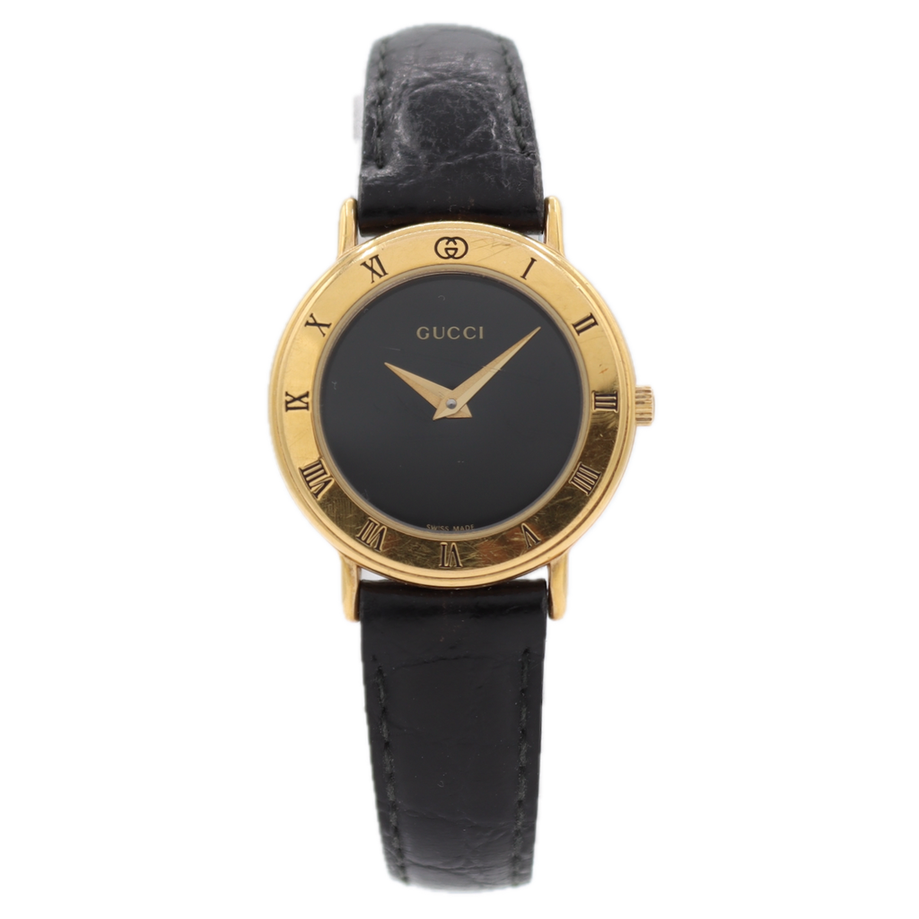 25.5mm Gucci 3000.2.L Roman Numeral Ladies Quartz Wristwatch Swiss Gold Plated