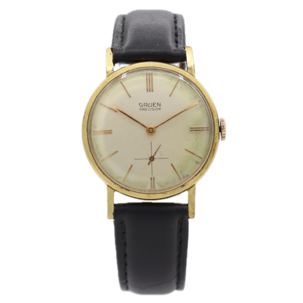 Vintage 33mm Gruen James Bond Men's Mechanical Wristwatch 510 Swiss Gold Tone