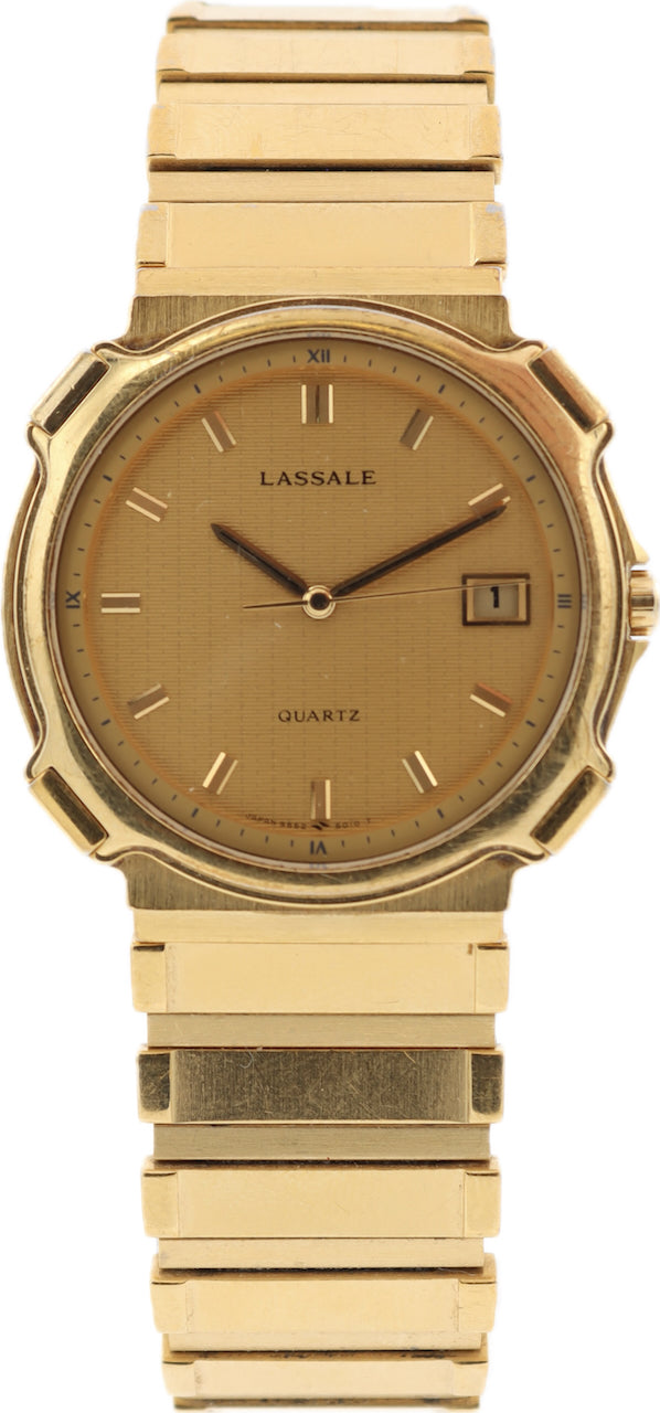 s*t様 eskuche33 ゴールド 33mm Seiko 9552-6019 Lasalle Men's Quartz Wristwatch Japan Steel