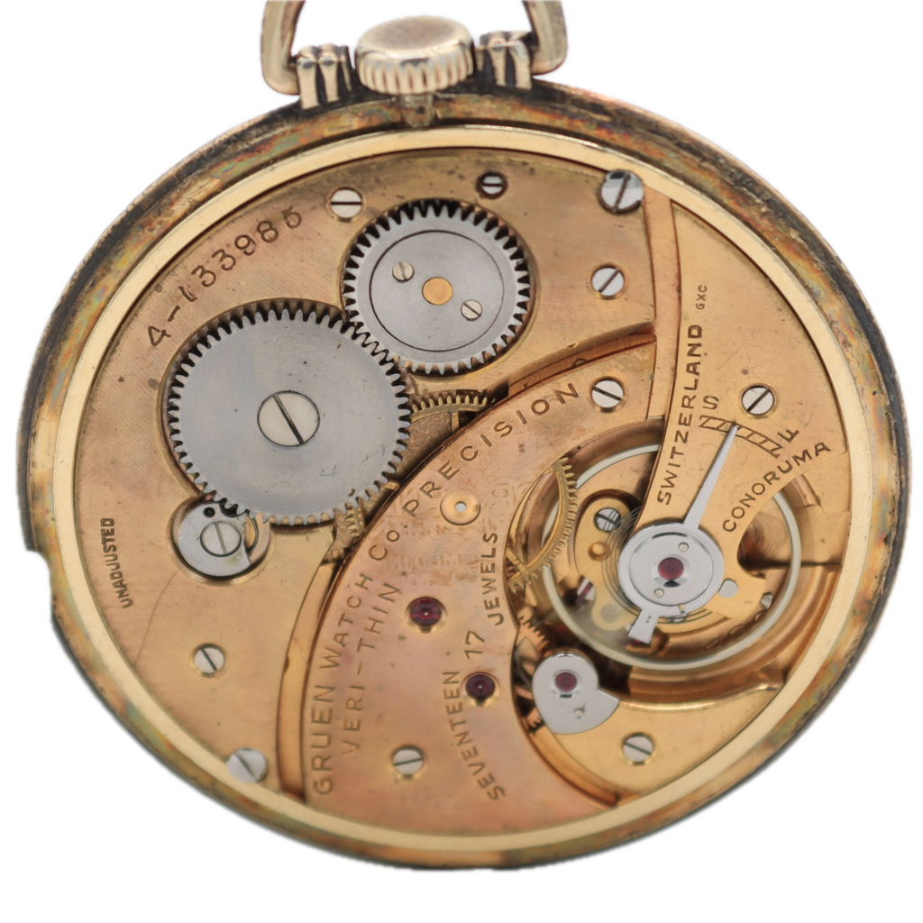 Antique 43mm Gruen Veri-thin Precision 17 Jewel Pocket Watch