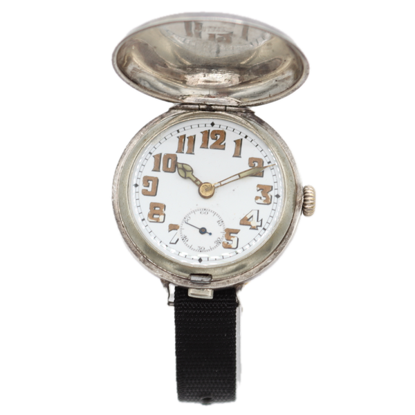 Antique 35mm Post WW1 Military Men's Mechanical Wristwatch Sterling Silver