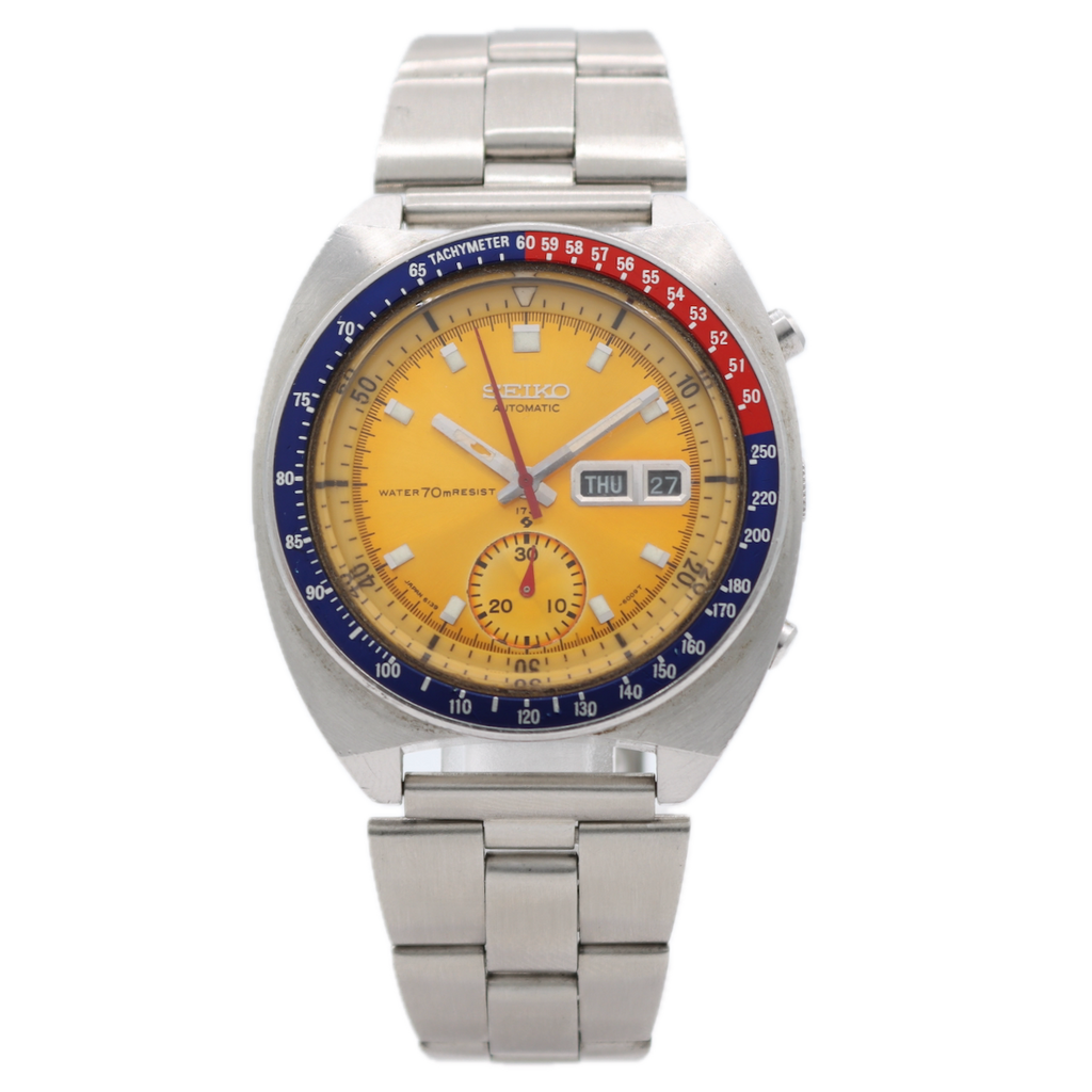 Vintage Seiko 6139-6005 Pogue Men's Automatic Chronograph Wristwatch Japan Steel