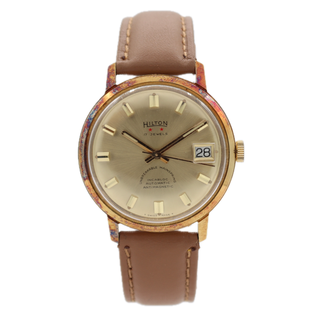 Vintage Hilton Sunburst Date Men's Automatic Wristwatch A.Schild 1902/03 Swiss