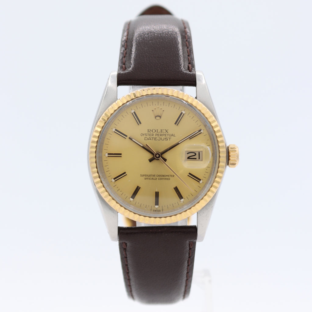 Vintage 36mm 1984 Rolex 16013 Datejust Men's Automatic Wristwatch Champagne