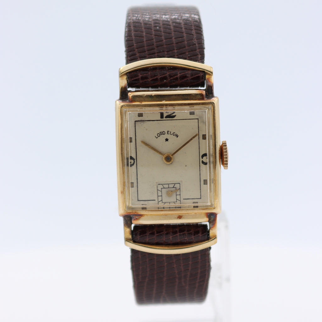 Vintage 1946 Lord Elgin 4610A Fancy Lugs Men's Mechanical Wristwatch 559 14k GF