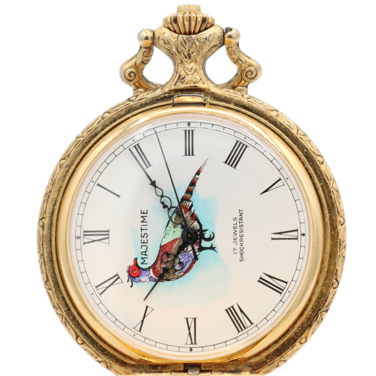 Antique Majestime Bird Dial 17 Jewel Mechanical Hunter Pocket