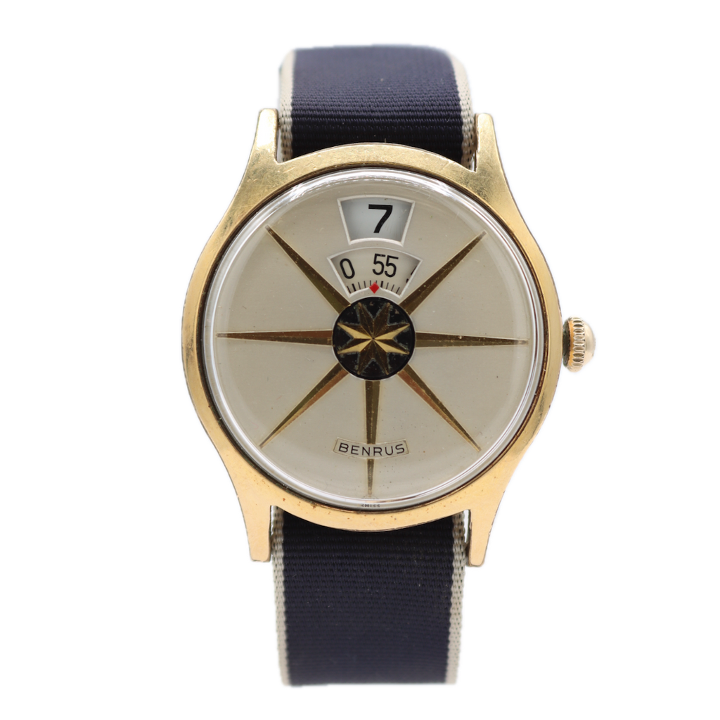 Vintage 33mm Benrus Dial-O-Rama Men's Mechanical Wristwatch Swiss 10k RGP