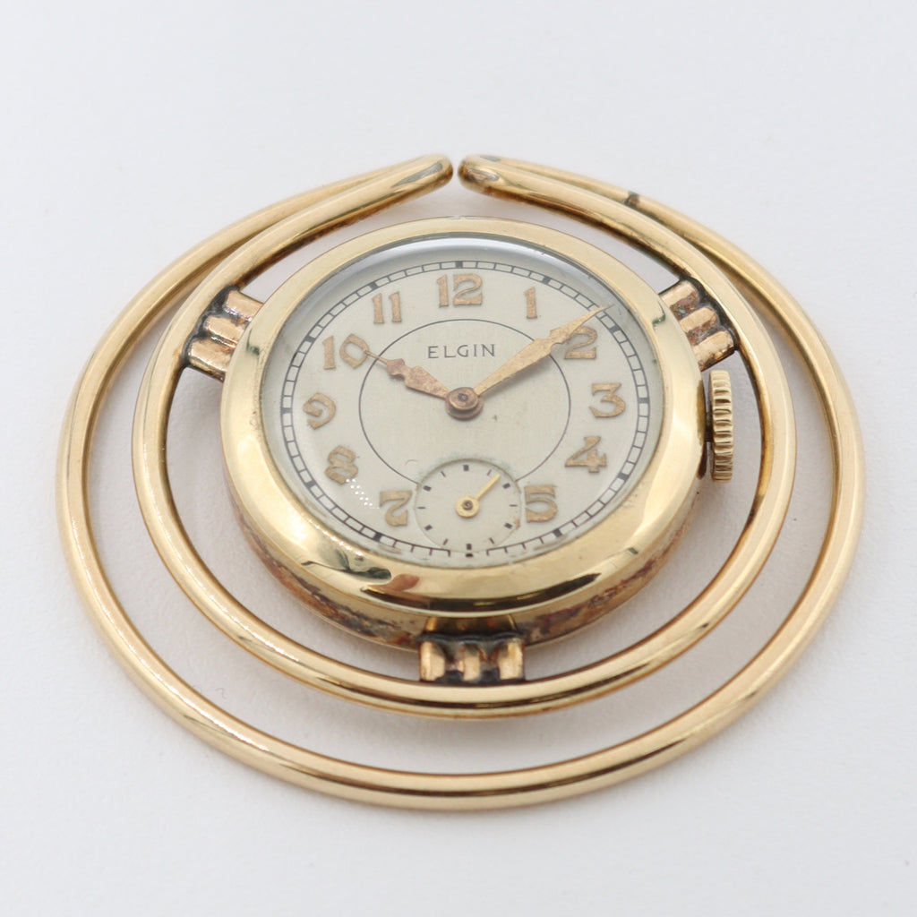 Vintage 25mm Elgin Money Clip Men's Pendant / Money Clip Watch USA 10k GF