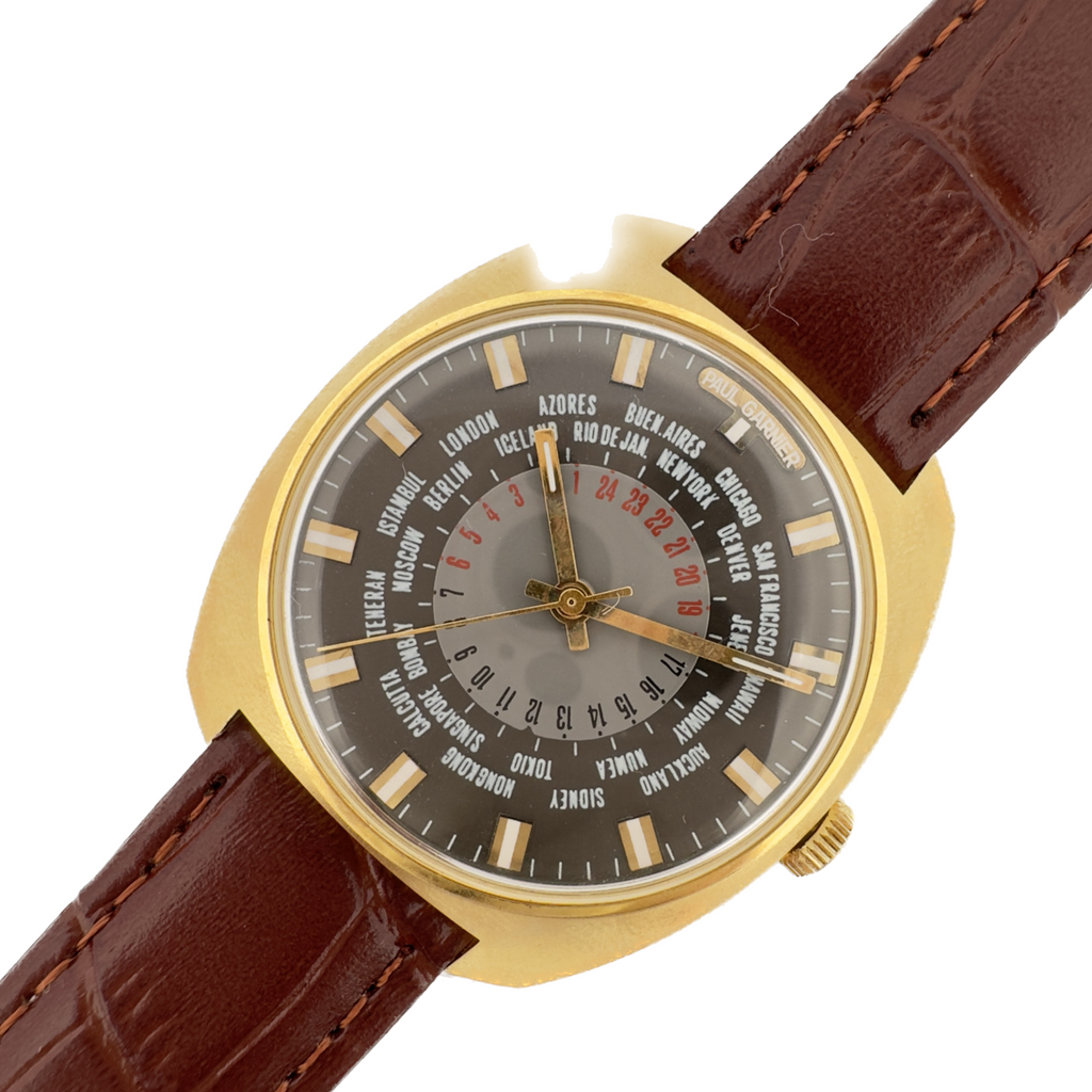 Vintage Paul Garnier GMT World Time Manual Wind Men's Watch NOS never ...