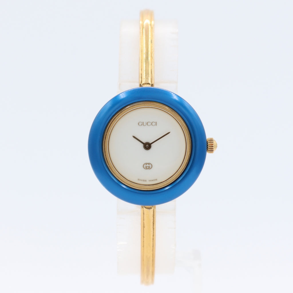 26mm Gucci 11/12 Swap Bezel Ladies Quartz Wristwatch Swiss Gold Plated