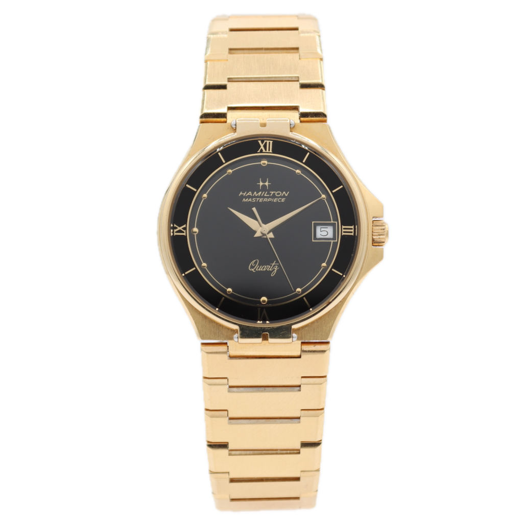 Vintage Hamilton Masterpiece Men's Quartz Wristwatch ETA 955.414 Swiss Gold Tone