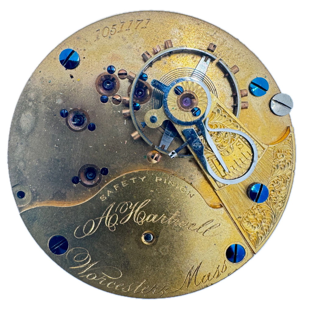 Antique 18s Illinois Hartwell Mechanical Open Face Pocket Watch Movement 60 USA