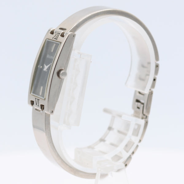 15mm 1998 Bulova 96L19 Black Dial Ladies Quartz Wristwatch Japan Chrome Plated