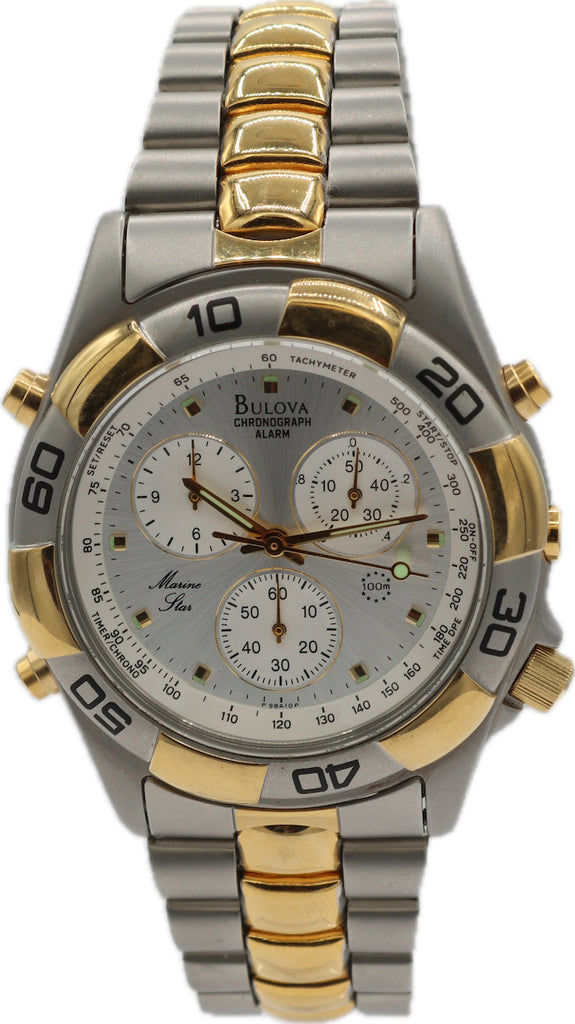 39mm Bulova Marine Star Men's Quartz Chronograph Wristwatch Steel and Gold Tone