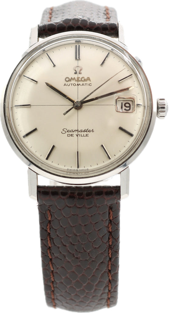 Vintage 35mm Omega Seamaster DeVille Crosshair Men's Automatic Wristwatch Steel
