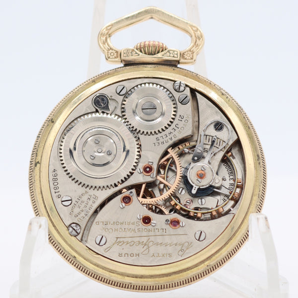 Vintage 18s 1927 Illinois 21j Railroad Pocket Watch Bunn Special 10k GF USA