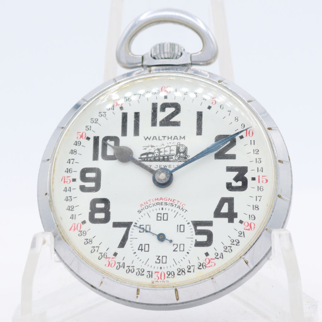 Antique 49mm Waltham 17 Jewel Mechanical Pocket Watch 6431 Nickel Swiss