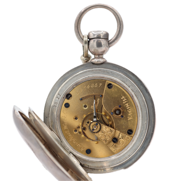 Antique 1884 Elgin 6 Ounce 11J Key Wind Hunter Pocket Watch 13 Coin Silver