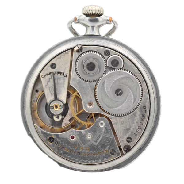 Antique 16s 1926 Elgin 7 7J Mechanical Pocket Watch 291 Nickel USA Running
