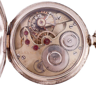 Antique Agassiz 17 Jewel Mechanical Pocket Watch Sterling Silver wMicroRegulator