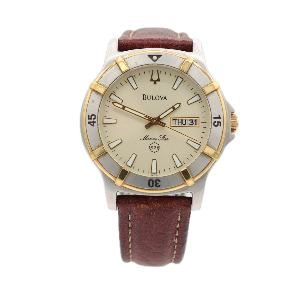 2011 Bulova C937355 Marine Star Men's Quartz Wristwatch USA Steel & Gold Tone