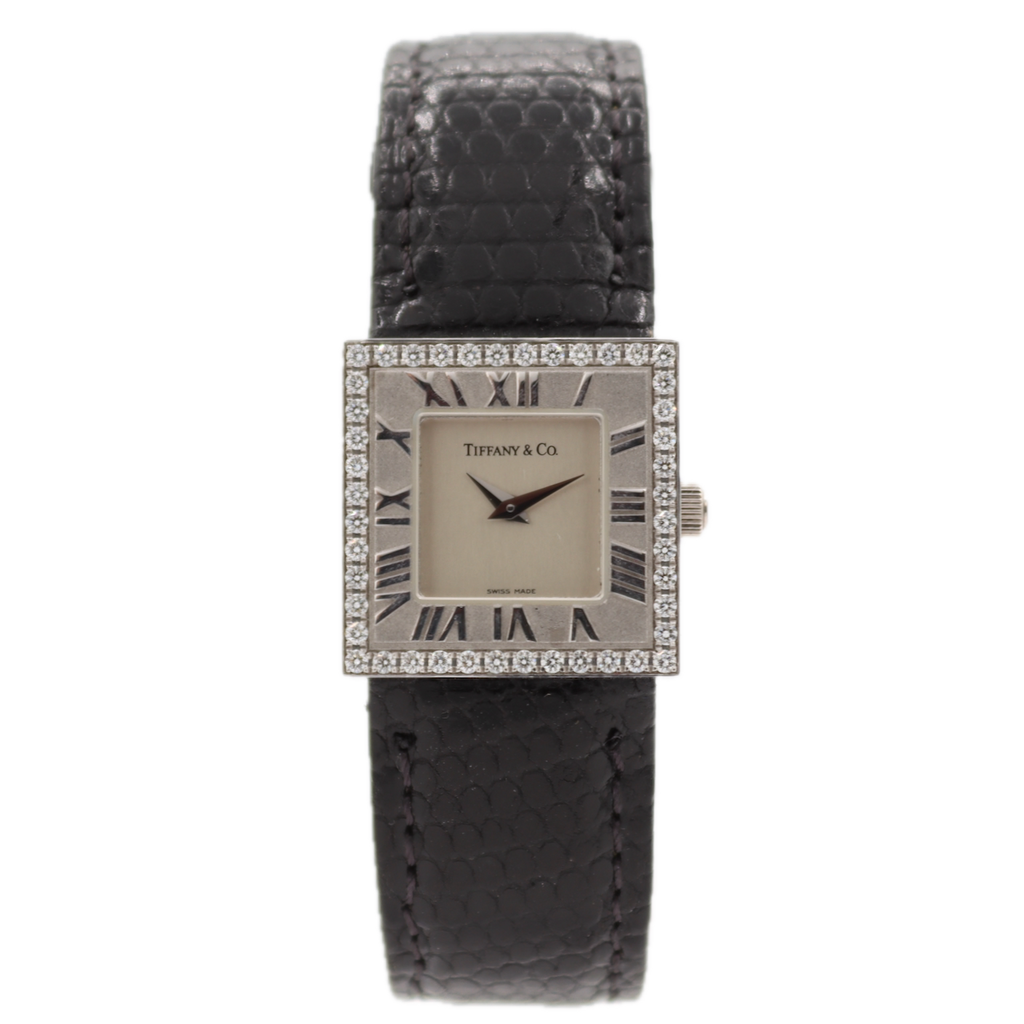 21mm Tiffany & Co Atlas Cocktail Ladies Quartz Wristwatch Swiss 18k Gold 0.50ct