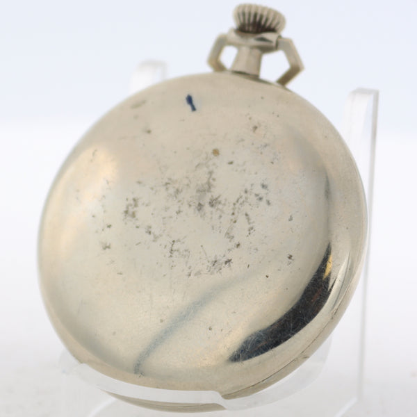Antique 12 Size Elgin 17 Jewel Mechanical Pocket Watch 344 Chrome Plated USA