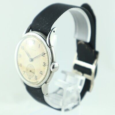 Vintage Eterna Military Men's Mechanical Wristwatch 520H Stainless Oversized