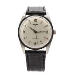 Vintage 34mm Elgin Men's Automatic Wristwatch 925 Swiss Chrome