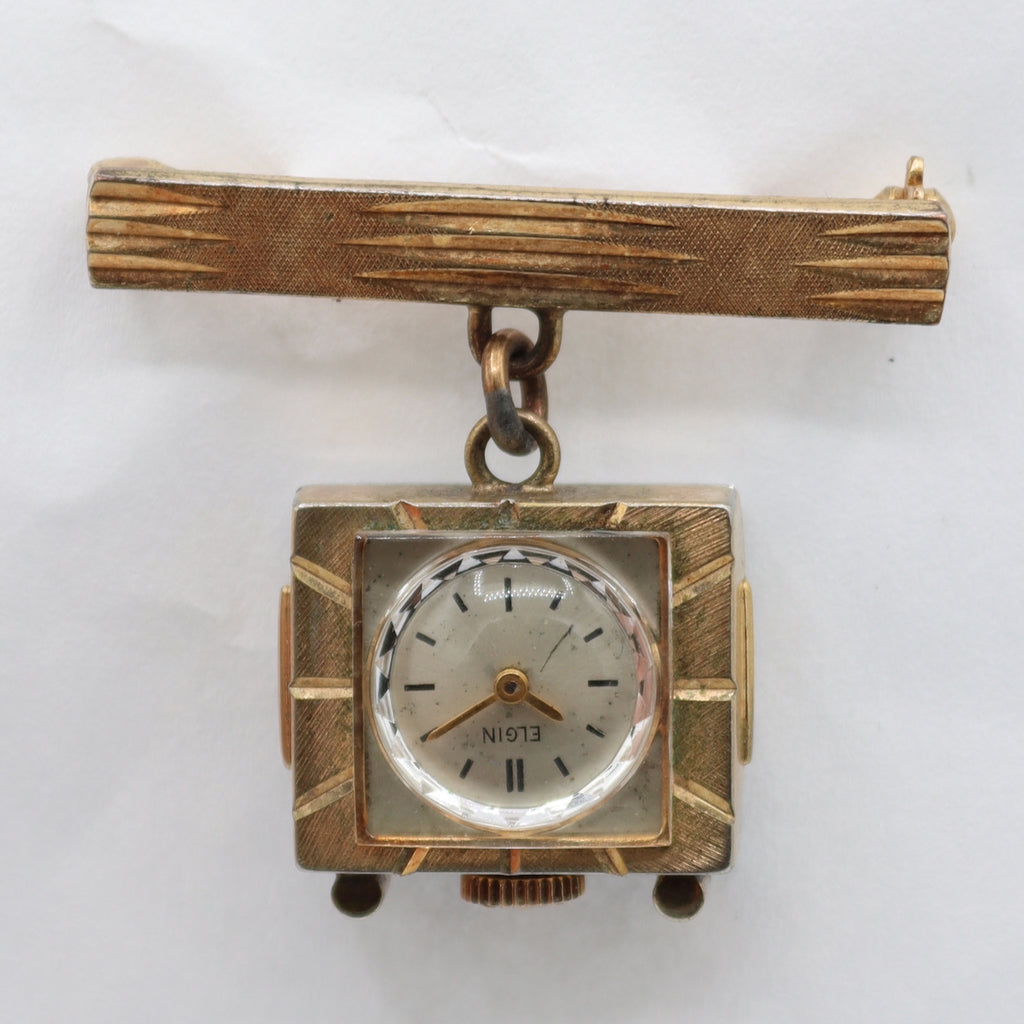 Vintage Elgin TV Style Case 17J Mechanical Pendant Watch 907 Gold PlatedGermany
