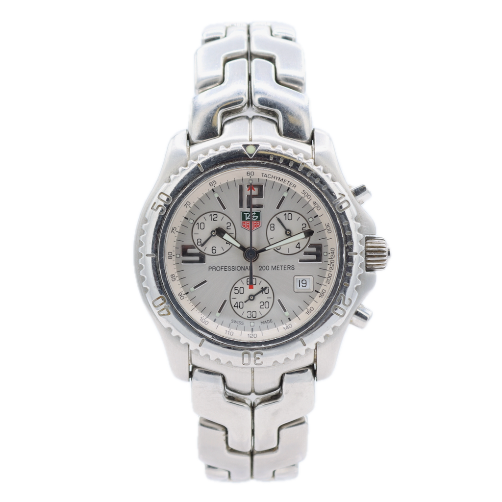 Vintage 41mm Heuer Professional 200 Men's Quartz Chronograph Wristwatch Steel