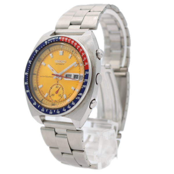 Vintage Seiko 6139-6005 Pogue Men's Automatic Chronograph Wristwatch Japan Steel