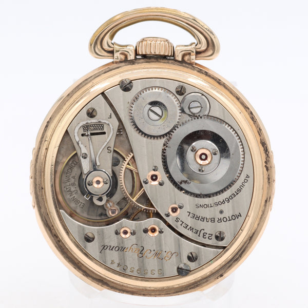 Vintage 16s Elgin Raymond Wind Indicator 23j Railroad Pocket Watch 494 10k GF