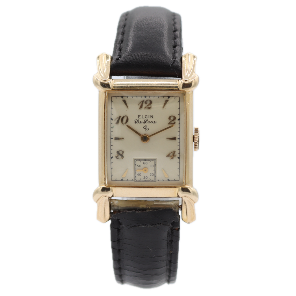 Vintage 1949 Elgin 5518 De Luxe 17 Jewel Men's Mechanical Wristwatch 624 10k GF