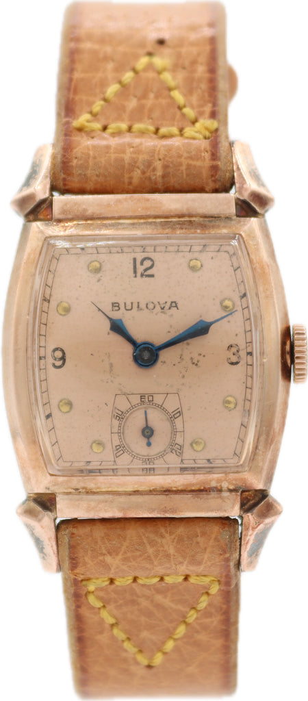 Vintage 25mm Bulova Cadet Men's Mechanical Wristwatch 10 BA USA 10k Rose RGP