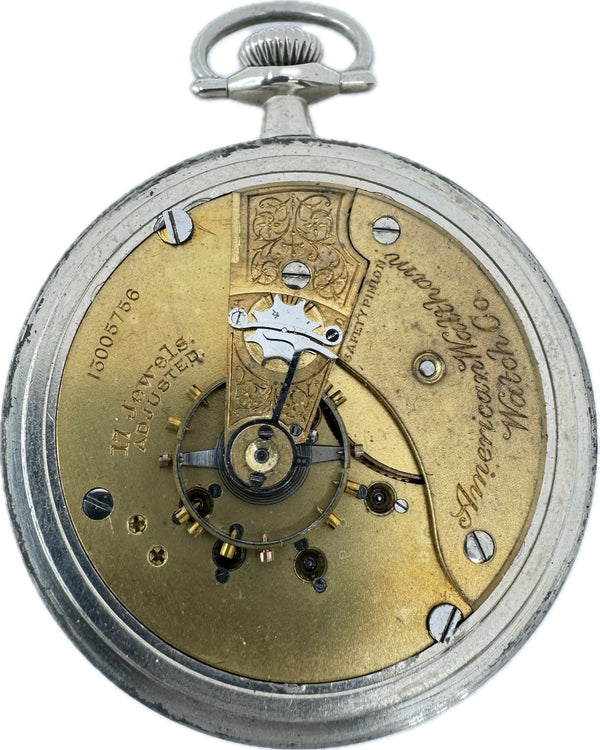 Antique 18 Size Waltham O'Hara Dial Mechanical Pocket Watch No. 85 Base Metal