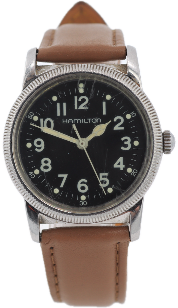 Vintage Hamilton 9715 Military Style Coin Edge Men's Quartz Wristwatch Steel