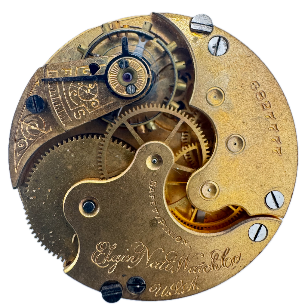 Antique 6s 1897 Elgin Multicolor 7j Mechanical Hunter Pocket Watch Movement 117